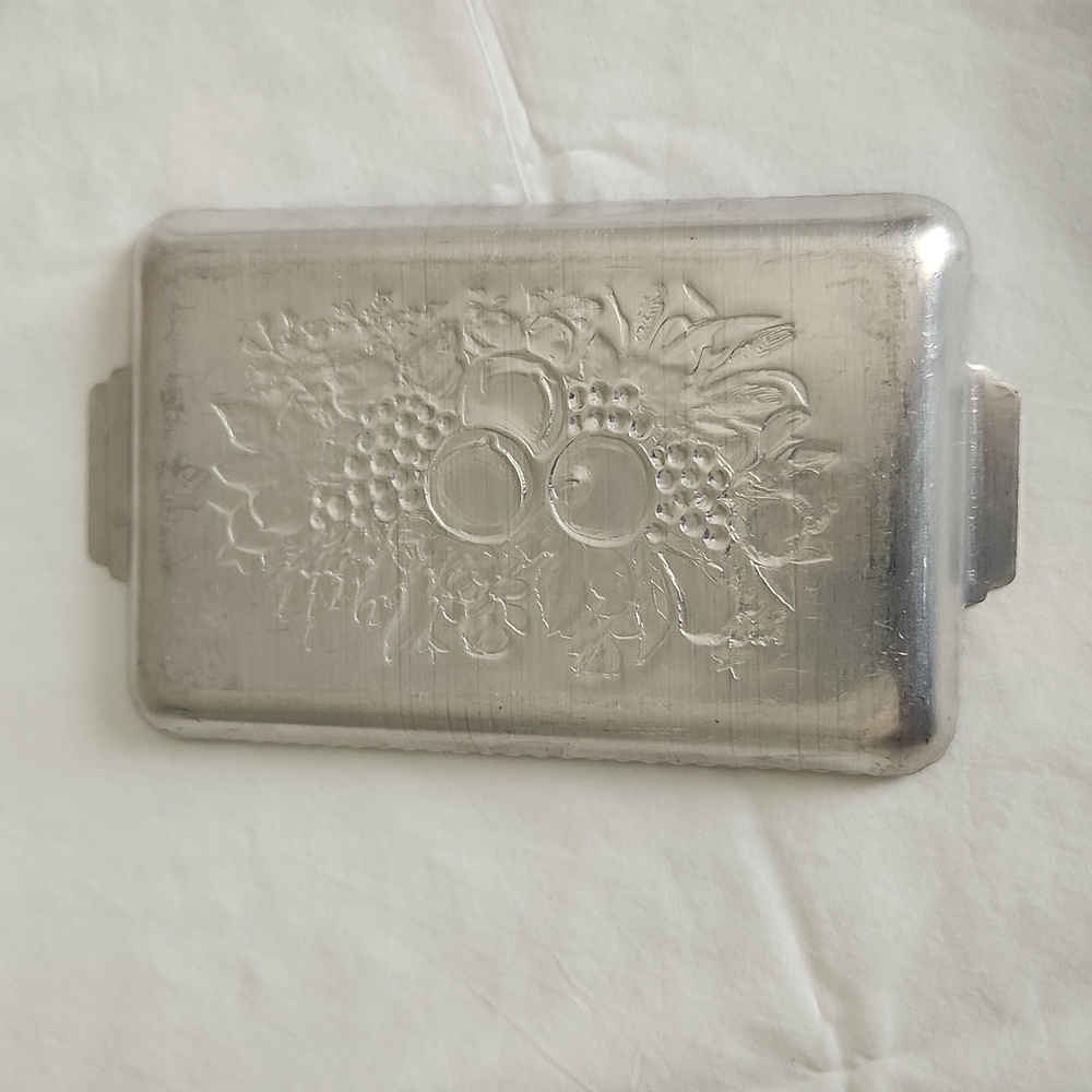 Vintage aluminum small trays and coasters. Fruit design - Picture 4 of 9